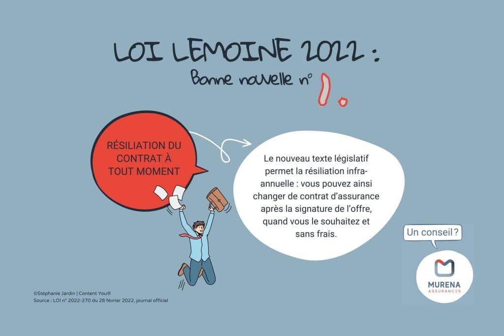 Loi Lemoine 2022 Infographie explicative de Murena Assurances : la resiliation du contrat d'assurance emprunteur 
